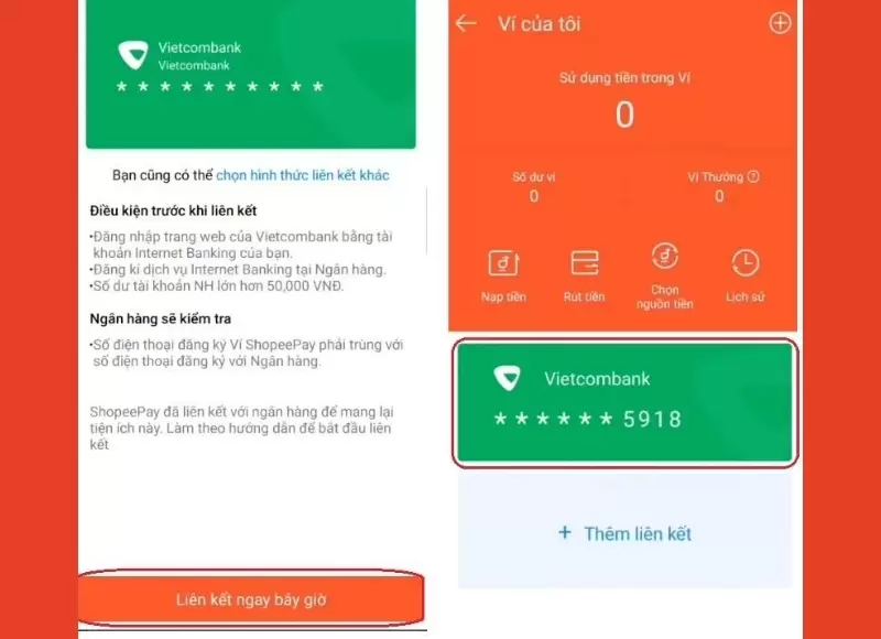 cách liên kết tài khoản ngân hàng với shopee pay