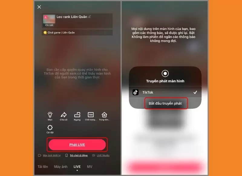 cách live màn hình máy tính trên tiktok