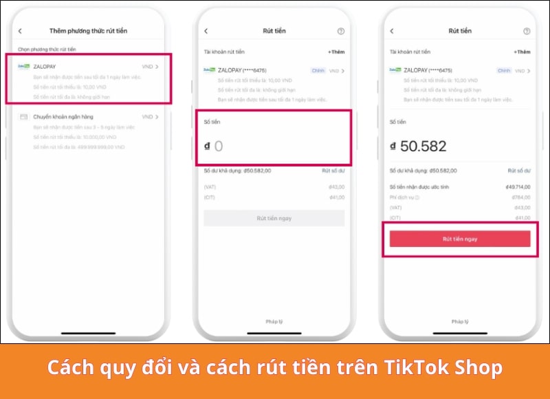 Cách quy đổi và cách rút tiền trên TikTok Shop