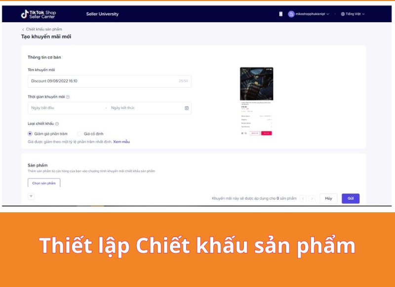 Cách tạo khuyến mãi trên tiktok shop