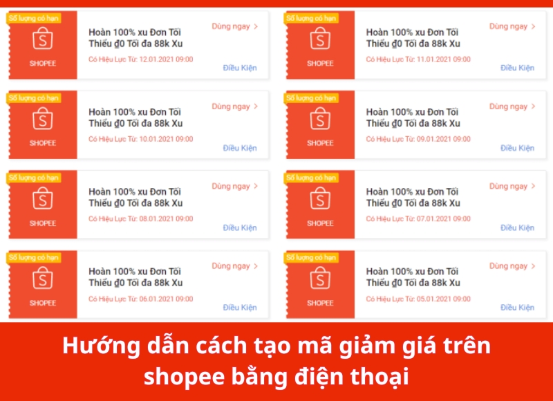 cách tạo giảm giá trên shopee