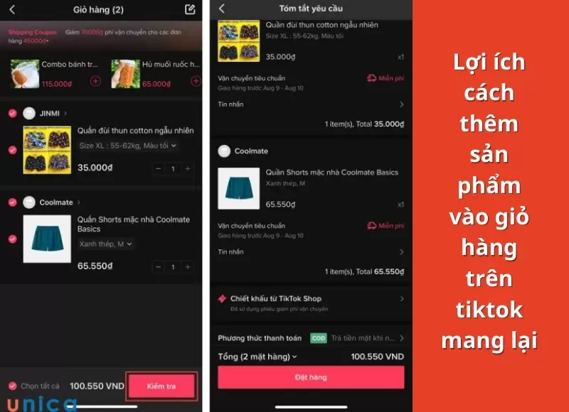 cách thêm sản phẩm vào giỏ hàng trên tiktok