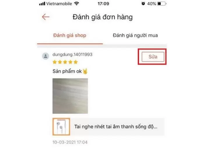 cách xóa đánh giá trên shopee