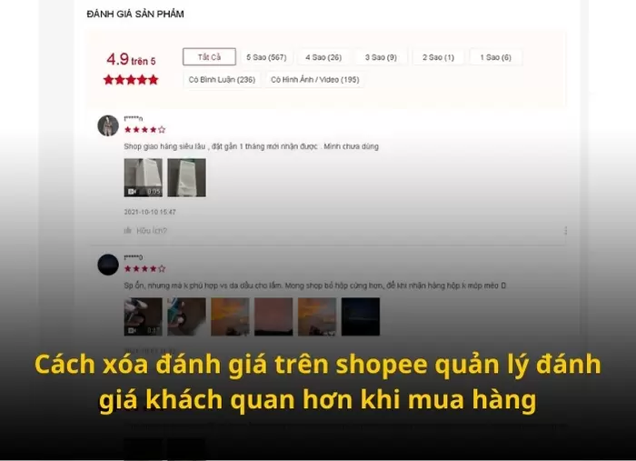 cách xóa đánh giá trên shopee