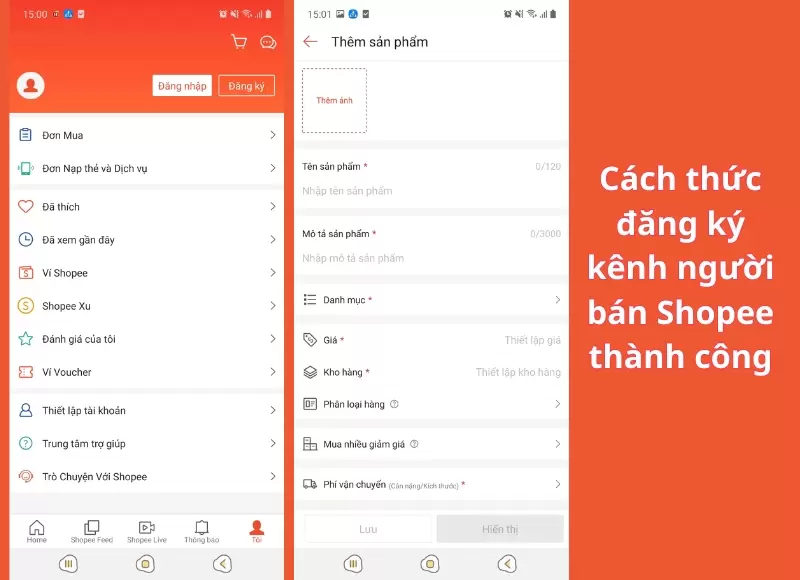 kênh người bán shopee trên điện thoại