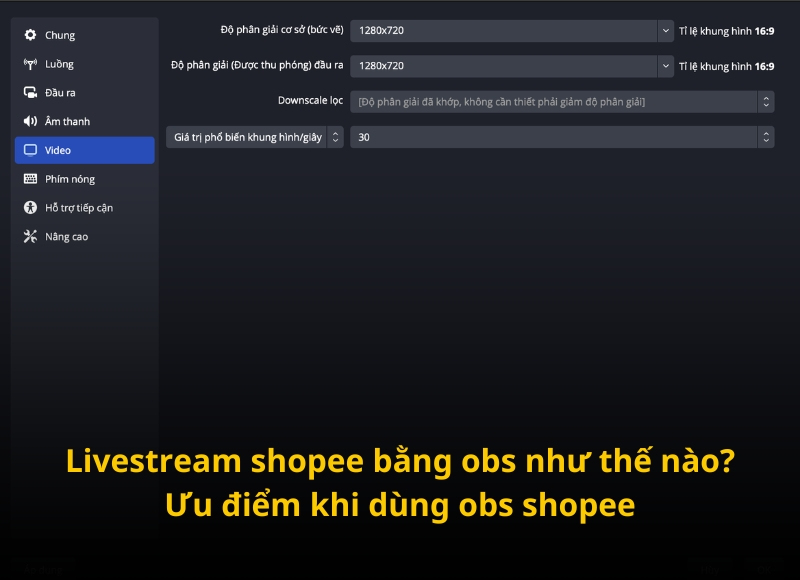 livestream shopee bằng obs