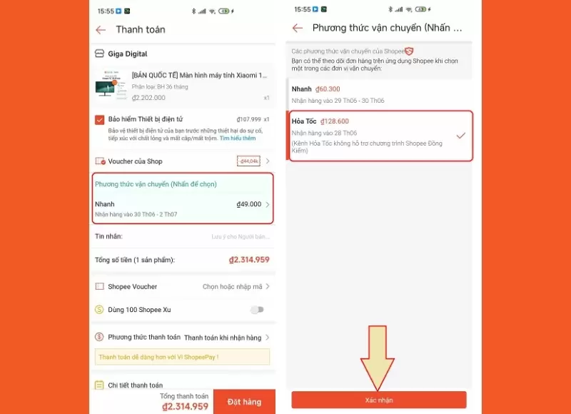 ship hoả tốc shopee