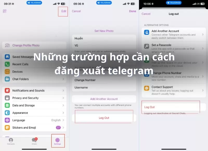cách đăng xuất telegram