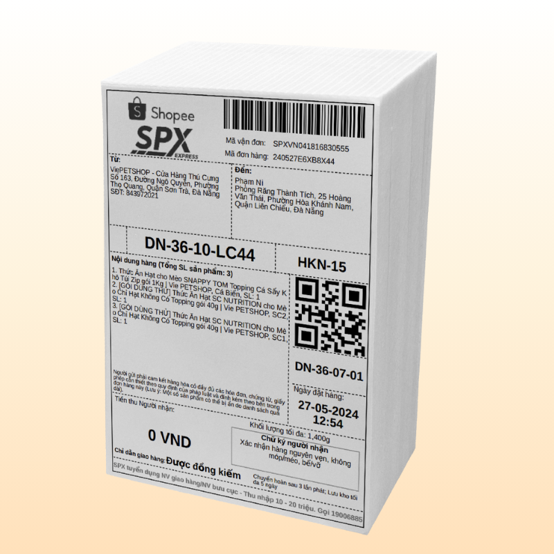 Giấy in nhiệt A6 xấp [500 tem, 4nich * 6inch]