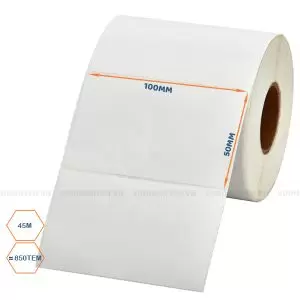 Decal giấy in mã vạch nhiệt 100x50mm [45m - 850 TEM ]